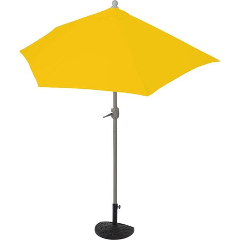 [NON UTILIZZATO] Ombrellone da parete balcone salvaspazio mezzaluna semicircolare Parla 135x260x252cm giallo con base