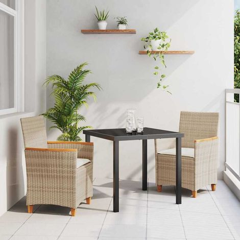 Ensemble de salle à manger pour jardin 3 pcs-Salon de jardin Beige polyrotin 994781 (1/5)