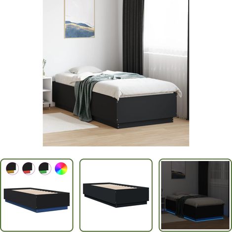 vidaXL LED Beleuchtung - Bettgestell mit LED Schwarz 90x200 cm Holzwerkstoff (1/5)