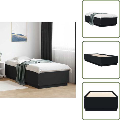 The Living Store Cadre de lit sans matelas noir 100x200 cm - Cadre De Lit - Lit Double - Lit Noir - Lit Moderne - Sommier (1/5)