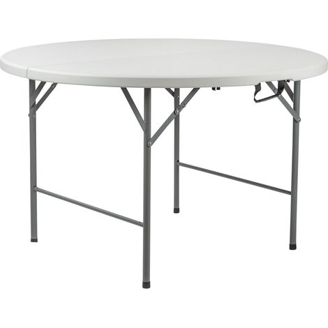 Mesa Plegable Portátil Resina Ø121cm Blanco Efecto Granito 7house (1/5)