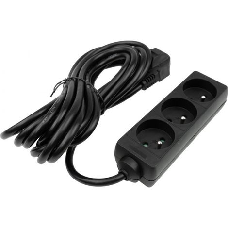 Multiprise à 3 prises 2P+T 500cm noir M20573 Eco Light