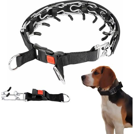 Hundeerziehungshalsband, Schnellverschluss-Halsband aus Edelstahl, verstellbare Komfortspitze mit Nylonhülle, geeignet für kleine, mittlere und große Hunde (schwarz, XL (Halsumfang 53-61 cm, 4 mm))