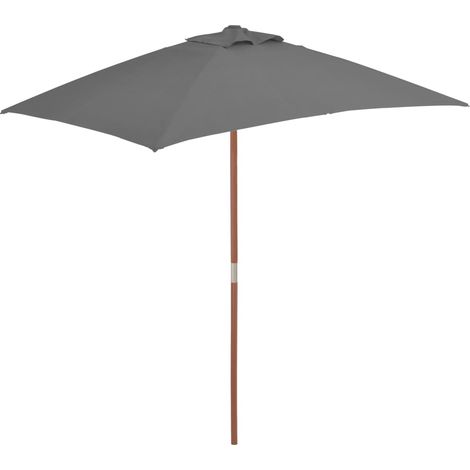 Parasol de Jardin/Parasol avec mât en bois 150 x 200 cm Anthracite 44486 (1/5)