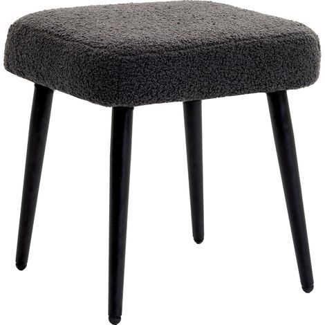 Pouf poggiapiedi quadrato in poliestere effetto cashmere grigio scuro con gambe in acciaio HOMVRA (1/5)