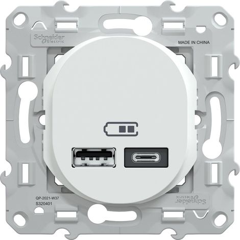 Enchufe de carga dual USB A+C Ovalis de 12 W (requiere montaje), SCHNEIDER ELECTRIC, blanco SCHNEIDER ELECTRIC (1/5)