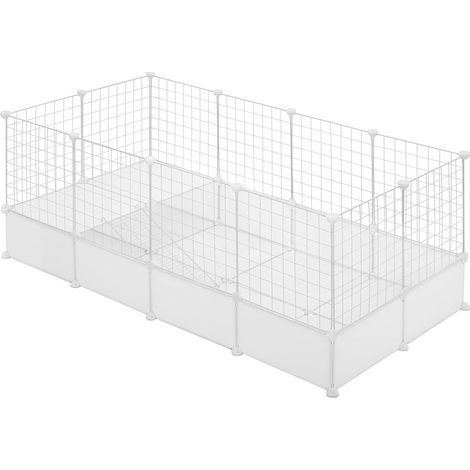 1 Enclos Pour Petits Animaux, Modulable 142x71x53cm, Grille Métallique, Panneau Plastique, Intérieur (1/5)