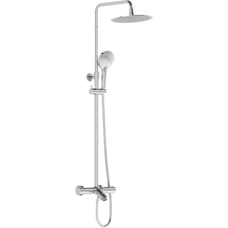 Vitra – Colonne de douche thermostatique 250mm – Acier inoxydable et laiton chromé – Jets pluie, massage, soft – Installation anti-calcaire