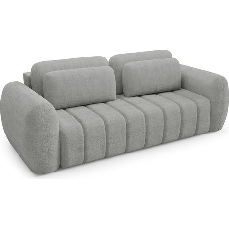 3-Sitzer-Sofa mit Bettkasten Cesar Hellgrau