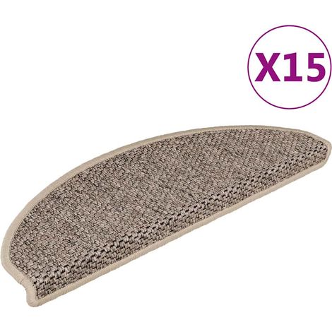 Treppenmatten Selbstklebend Sisal 15 Stk. 65x21x4cm Dunkelbeige