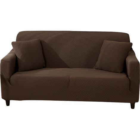 Housse de canapé extensible imperméable pour canapé 3 places, tissu polyester élastique antidérapant résistant aux taches marron (1/5)