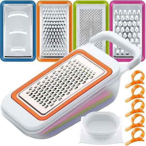 Fruit Vegetable Slicers Set With Orange Peelers 4 Packs Multi-functional Spiralizer Dicer Cutter Chopper Grater With Container For Kitchen With 5 C (1/5)