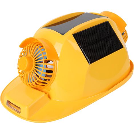 Casque de chantier double ventilateur avec lumière solaire pour sécurité professionnelle et bricolage domestique (1/5)