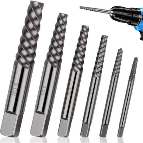 Pair Extracteur de Vis Cassée Tourne a Gauche Extracteur 6Pcs Kit D'extracteur de Vis Cassé Extracteurs à Gauche avec Boîte de Rangement pour Enlever Cassées Coincées ou Abîmées