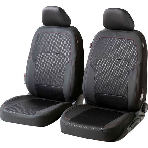 Autositzbezug ZIPP-IT Premium Logan, PKW-Schonbezüge für 2 Vordersitze mit Reißverschluss-System schwarz/rot (1/5)