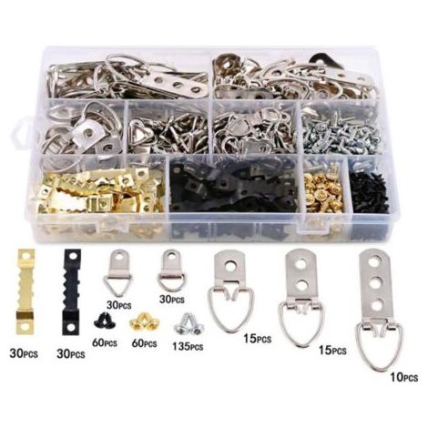 Csparkv – Lot de 415 crochets muraux en métal – Support pour cadre photo jusqu'à 34kg – Installation facile sur murs en ciment et placoplâtre