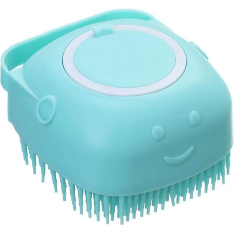Brosse de bain pour animaux avec clip en caoutchouc, brosse de massage et shampoing pour chat et chien, pour le toilettage sous la douche (bleue) (1/5)