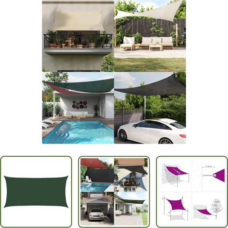 vidaXL Protection UV -  Voile d'ombrage 160 g/m² Vert foncé 3x6 m PEHD (1/5)