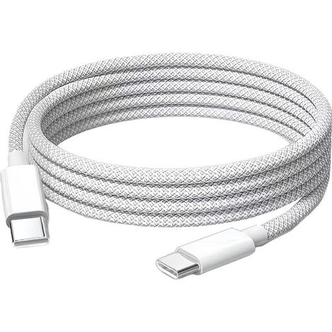 Cable USB C Tressé, Cable USB C Vers USB C, 1m Cable Chargeur, Pour iPhone 15/16/17,iPad, Samsung Et Appareils D'Interface De Type C (1/5)