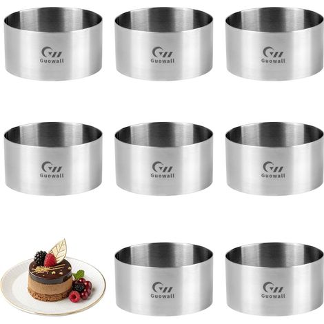 Dessert Rings and Baking Rings Set of 8 Stainless Steel Dessert Rings for Baking Mousse Diameter 4" Height 2" Round (1/5)