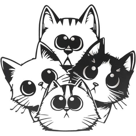Wanddeko aus Metall: Niedliche Katzenskulptur aus Eisen, minimalistisch, zum Aufhängen, für Wohnzimmer oder Schlafzimmer.