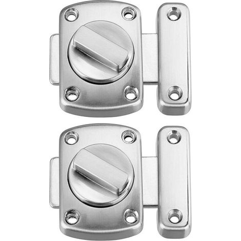 Bathroom Door Lock, Cabinet Window Swivel Lock, Toilet Safety Lock and Latch, Brushed Stainless Steel Lock (Silver - Pack of 2, 55mm) (1/5)