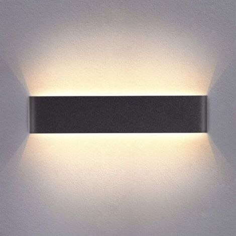 Applique murale LED noire pour intérieur, 31 cm, blanc chaud, 20 W, 3000 K, style moderne, idéale pour chambre, salon, escalier, couloir, salle de bain (1/5)