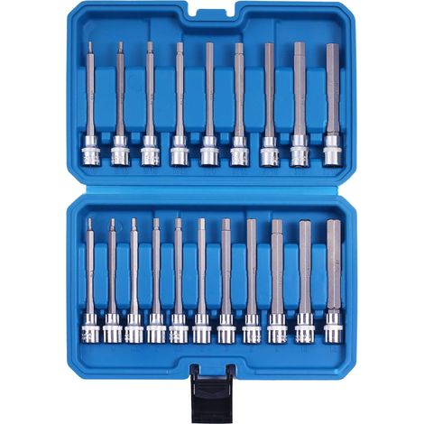 Lot de 20 clés à molette réglables en acier inoxydable, embouts hexagonaux extra longs, accessoires SAE et métriques premium avec adaptateur de boîtier de 3/8" pour mécaniciens.