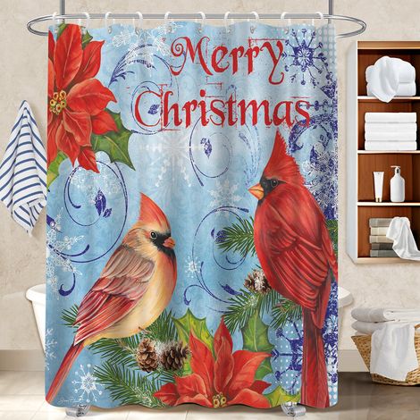 Ensemble rideau de douche polyester avec anneaux 180x180 Épais voile de douche pour offrir à noël ou un anniversaire (1/5)