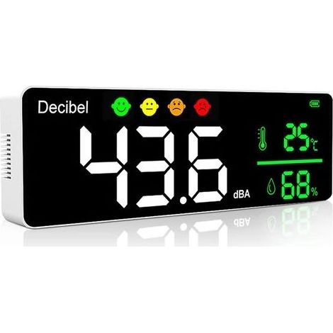 Professioneller Schallpegelmesser 30130dB 11" LCD mit Dezibel-/Temperatur-/Feuchtigkeitsmessung, Alarmfunktion und USB-Kabel für Zuhause, Büro, Schule, Bar und Fabrik (1/5)