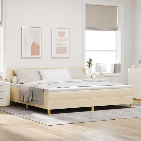 Boxspringbett mit Matratze Creme 200 x 200 cm Stoff