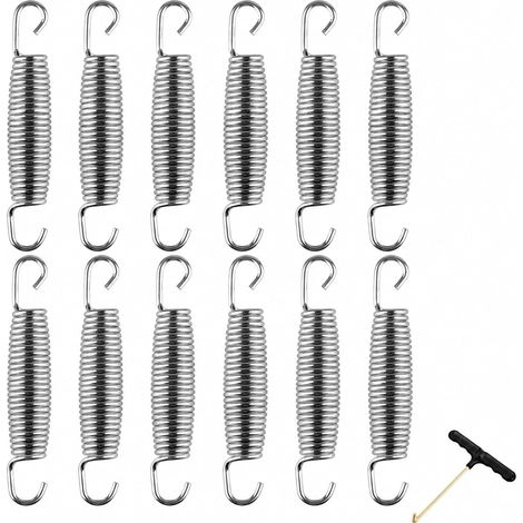 Lot de 12 Ressorts Trampoline Robustes en Acier Inoxydable pour Ressorts de Rechange Compatible avec de Nombreuses Marques d'accessoires Trampoline Longueur 14 cm Accessoire Trampoline (1/5)