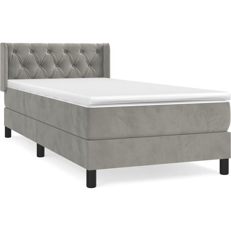 Maison Exclusive - Cama box spring con colchón terciopelo gris cl (1/5)