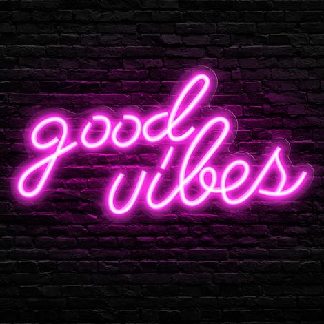 Neon LED Bar de Fête Néon Lettre Art Décoration Enseignes USB Cadeau Néon Sign pour Salle de Mariage Good Vibes Deco Chambre Lumineuse Mural (Rose) (1/5)