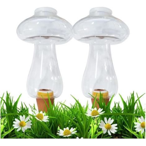 2 Pièces Cone Arrosage Bouteille 300ML, Plante Interieur, Distributeur Eau Plantes Arroser Vacances Transparent Boules (Champignon) (1/4)