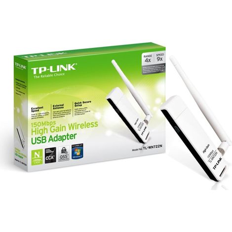 Trade Shop - Adaptador Usb Inalámbrico N 150mbps, Antena Externa 4 Dbi Wps De Alta Ganancia - (1/4)