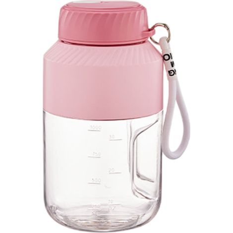 Tragbarer Entsafter und Mixer, großes Fassungsvermögen von 1000 ml (35,19 oz), 10 Edelstahlklingen, USB-aufladbar, für Smoothies, Milchshakes und die Zubereitung von Speisen, rosa.