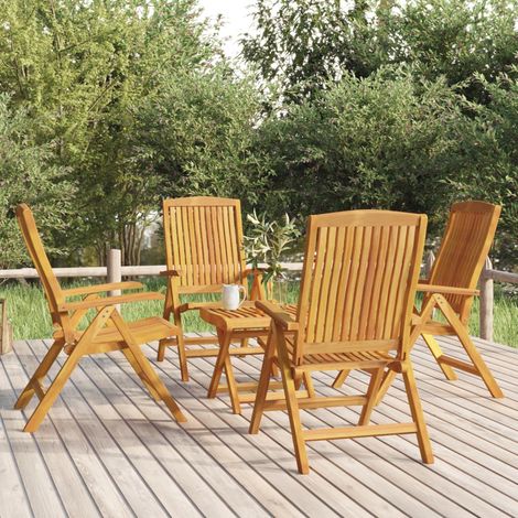 5 pcs Salon de jardin, Ensemble table et chaises de jardin, Meuble de jardin bois massif de teck MKW674881 (1/5)