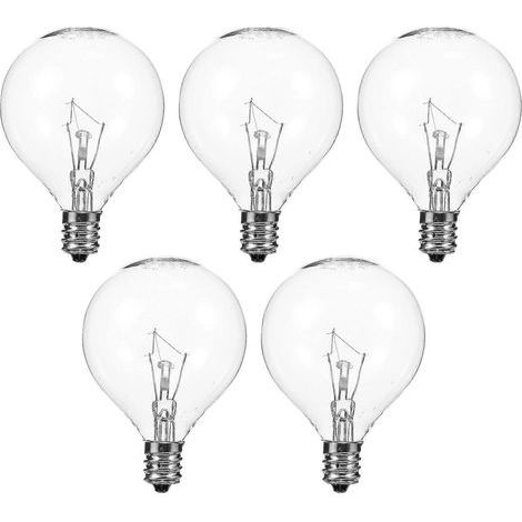 Lot de 5 lampes diffuseurs de parfum E12 pour cire parfumée, ampoule globe transparente de 25 W à intensité variable. (1/3)