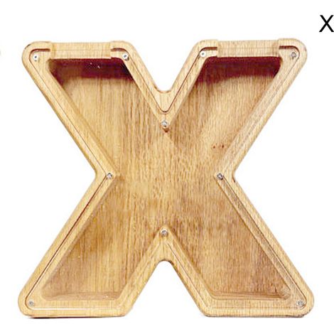Tirelire en forme de lettre X, en bois et acrylique, avec compartiments à pièces visibles, pour la décoration de table, la décoration de chambre d'enfant. (1/5)