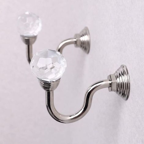 Lot de 2 embrasses murales pour rideaux avec crochets décoratifs en métal transparent (1/4)
