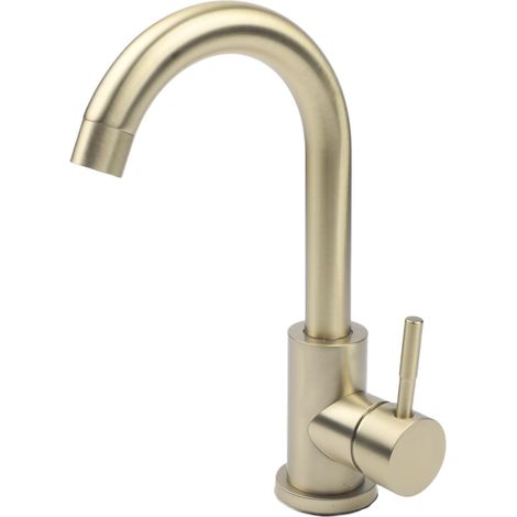 Mitigeur de lavabo - inox 304 - doré - eau chaude/froide (1/5)