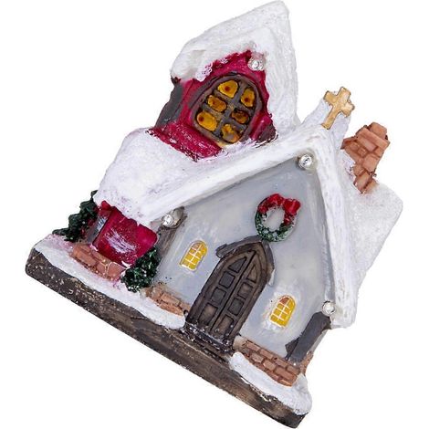 White 11X9X6.5CMChristmas Village House Lighted Ornament for Decor 4Pcs Christmas Gift (1/5)