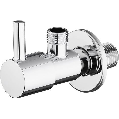 Tapón giratorio con manija, grifo de esquina para cocina y baño (1/2" 3/8"), cromado (1/5)