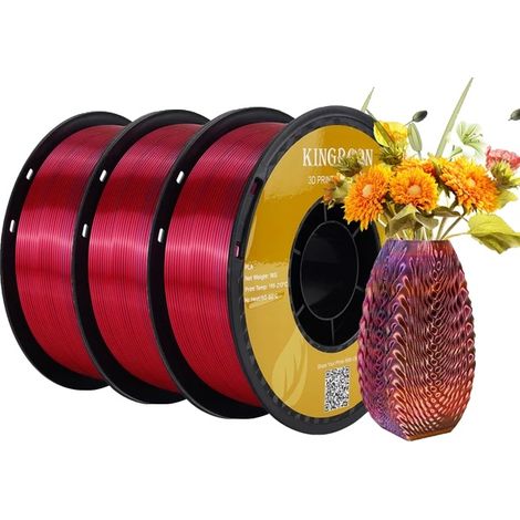 Filamento per stampante 3D, finitura setosa, bobina da 3 kg, 3 kg Rosso Oro Blu (1/2)