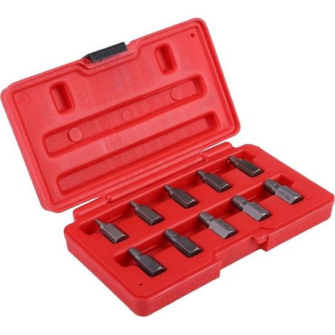 Lot de 10 extracteurs de vis à tête hexagonale multi-cannelures de 1/8" à 13/32" dans un étui en plastique pour retirer les boulons endommagés par la rouille (1/5)