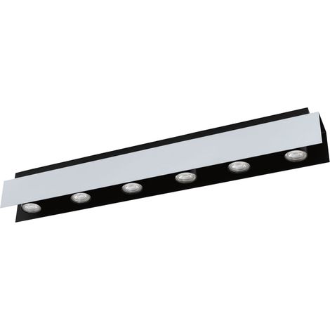 Plafoniera LED design plafoniera soggiorno nero bianco, metallo, 6x LED 5 watt 400 lm, L xx H 83x8,5 x11,5 cm (1/3)