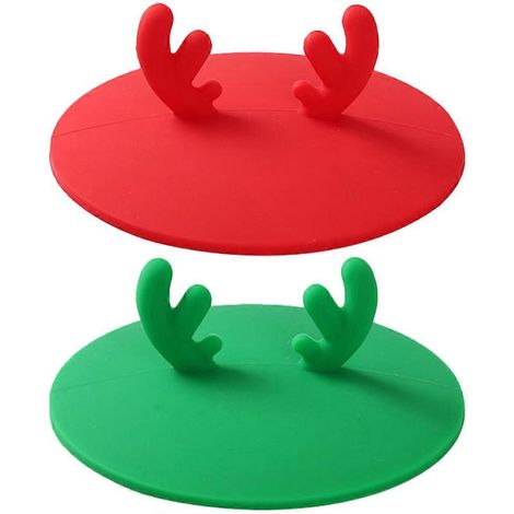 Lot de 2 couvre-tasses réutilisables en silicone, motif Noël, pour la maison.-10.5x10.5cm (1/3)