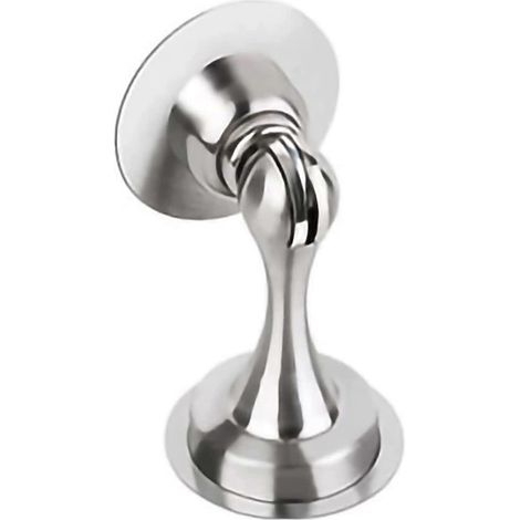Magnetischer Türstopper aus gebürstetem Nickel-Edelstahl mit doppelter Befestigung und Wandschutz (1/5)