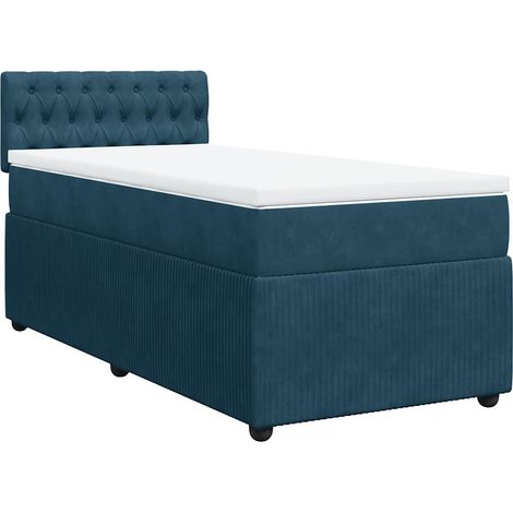 Lit simple  Lit adulte  Sommier à lattes de lit avec matelas bleu 100x200 cm